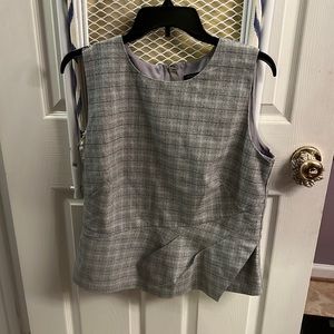Ann Taylor Gray Plaid Peplum Shell Top